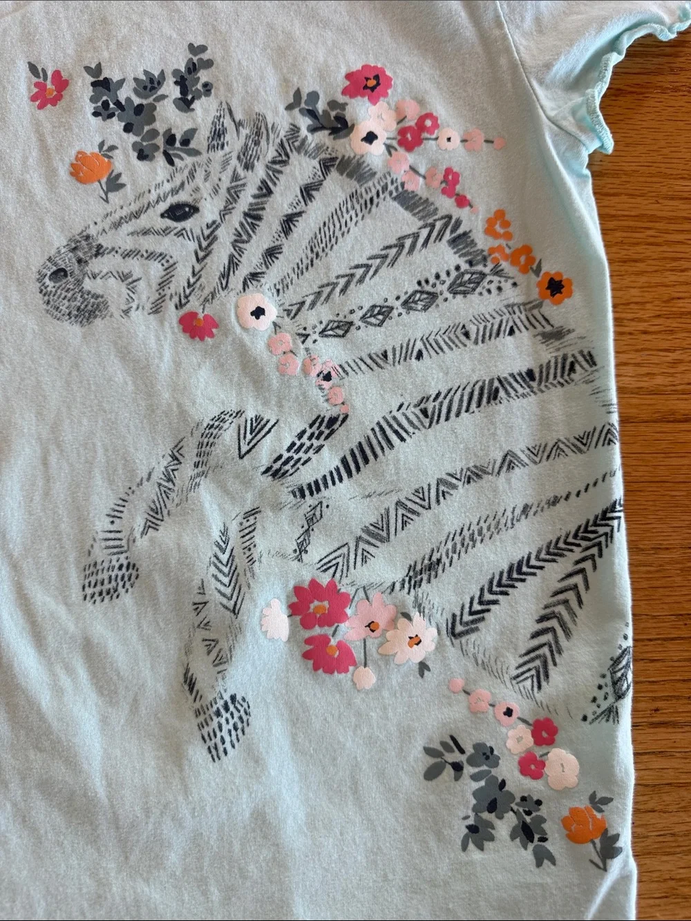 Carter's Light Blue Zebra Floral Short Sleeve Tee